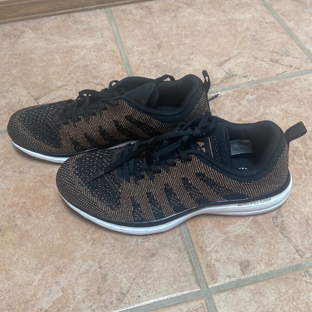 APL rose gold tennis shoes